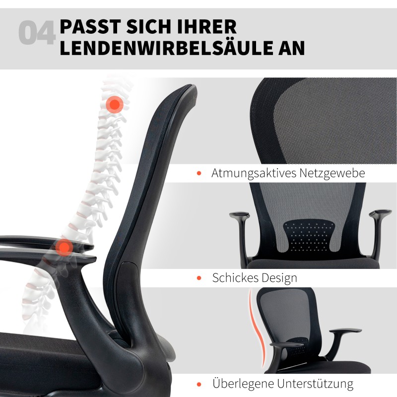 Korkea työtuoli säädettävällä jalkarenkaalla ja ristiseläntuella, verkkoselkänoja, 59 x 62 x 99–119 cm, musta