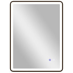 LED kylpyhuonepeili huurteenestolla ja himmennettävällä valolla 80 x 60 cm musta kehys