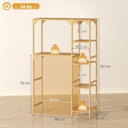 Pyykkikoneen päälle tuleva hylly bambusta, 7 avointa hyllyä, 100 x 40 x 157 cm, luonnonväri