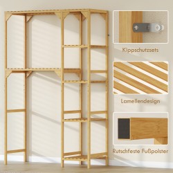 Pyykkikoneen päälle tuleva hylly bambusta, 7 avointa hyllyä, 100 x 40 x 157 cm, luonnonväri