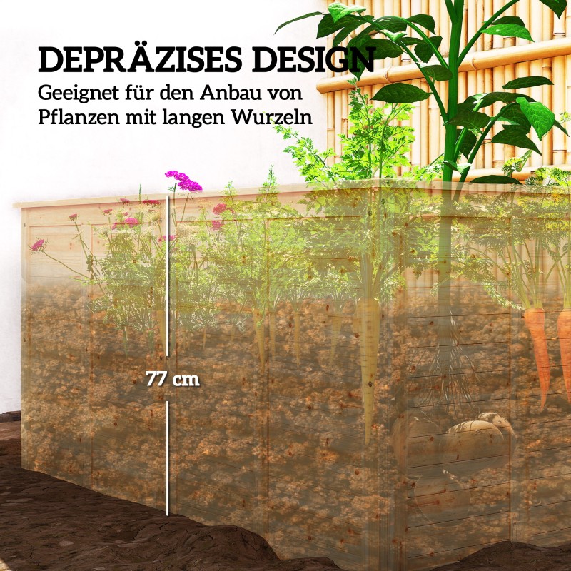 Puisesta kuusesta valmistettu viljelylaatikko / korotettu kasvatuslaatikko 152 x 77 x 77 cm, avoin pohja, luonnonpuu
