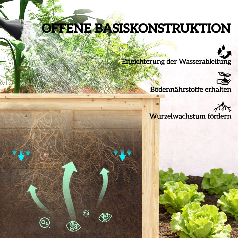 Puisesta kuusesta valmistettu viljelylaatikko / korotettu kasvatuslaatikko 152 x 77 x 77 cm, avoin pohja, luonnonpuu