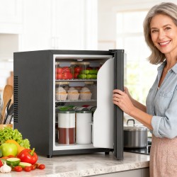Minijääkaappi 44 l, 46 tölkkiä, säädettävä termostaatti 4–18 °C, 43 x 51 x 51,3 cm, musta
