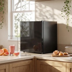 Minijääkaappi 44 l, 46 tölkkiä, säädettävä termostaatti 4–18 °C, 43 x 51 x 51,3 cm, musta