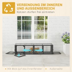 Kissaputki ulkokäyttöön kissoille, kuusipuu/metalli, 151,5 x 38,5 x 40 cm, harmaa, max 10 kg