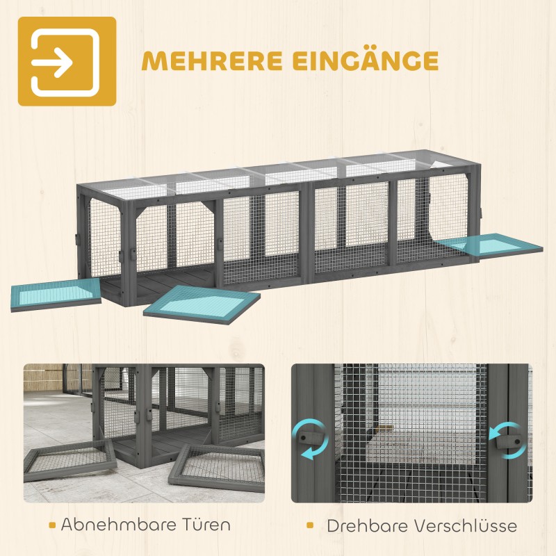 Kissaputki ulkokäyttöön kissoille, kuusipuu/metalli, 151,5 x 38,5 x 40 cm, harmaa, max 10 kg