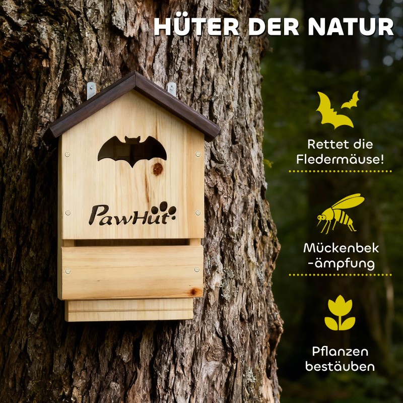 Lepakkopönttö puutarhaan kuusesta 21,5 x 11,5 x 34 cm, 3 kpl luonnonpuu/ruskea