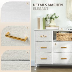 Säilytyskaluste 8 laatikkoa ja pistorasia, teräsrunko, 110 x 30 x 76 cm, cremevalkoinen