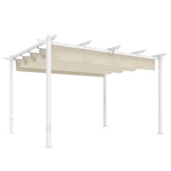 Pergola terassille ja puutarhaan 3 x 4 m metallirunko liukuva UV30 katos beige