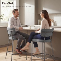 Baarituoli keittiösaarekkeelle 2 kpl, pehmustettu kaarevalla selkänojalla, metalli/polyesteri, harmaa