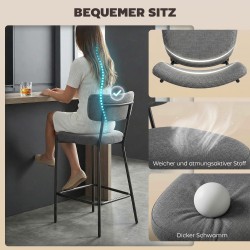 Baarituoli keittiösaarekkeelle 2 kpl, pehmustettu kaarevalla selkänojalla, metalli/polyesteri, harmaa