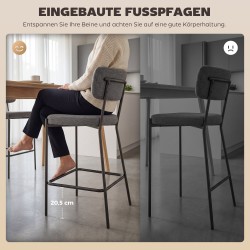 Baarituoli keittiösaarekkeelle 2 kpl, pehmustettu kaarevalla selkänojalla, metalli/polyesteri, harmaa