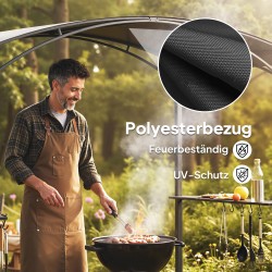 Grillikatos ulkokäyttöön teräsrunko tulenkestävä katos 245 x 152 cm musta tummanharmaa