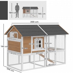 Kanala ulkokäyttöön 4 kanalle kuusenpuu bitumikatto ulkotarhalla 200 x 104 x 145 cm ruskea