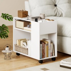 Tulostintaso ja tulostinpöytä säilytyshyllyillä, lastulevy, 70 x 34 x 60 cm, valkoinen