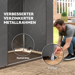 Säilytyssuoja ulkokäyttöön galvanoitu teräsrunko PE-kate 1,9 x 1,2 m tummanharmaa