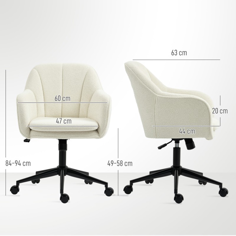 Työ- ja meikkituoli kaarevalla selkänojalla, snöflaanellimainen kangas, säädettävä, beige