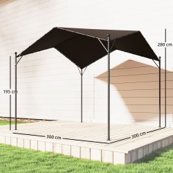 Pergola paviljonki ulkokäyttöön 3x3 m galvanoitu metalli UPF30+ vettä hylkivä tummanharmaa
