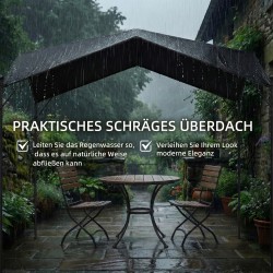 Pergola paviljonki ulkokäyttöön 3x3 m galvanoitu metalli UPF30+ vettä hylkivä tummanharmaa