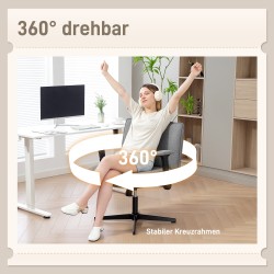 Työtuoli kotitoimistoon, leveä istuin, ylös kääntyvät käsinojat, kangas, teräsjalusta, harmaa