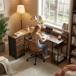 L-muotoinen pelipöytä virtapaneelilla ja LED-valaistuksella 155 x 110 x 91,4 cm rustiikinruskea