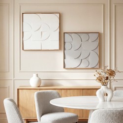 Seinäkoriste 3D 2-osainen setti geometrinen EVA/MDF 80 x 80 cm valkoinen