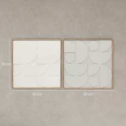 Seinäkoriste 3D 2-osainen setti geometrinen EVA/MDF 80 x 80 cm valkoinen