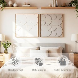 Seinäkoriste 3D 2-osainen setti geometrinen EVA/MDF 80 x 80 cm valkoinen