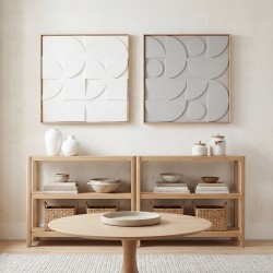 Seinäkoriste 3D 2-osainen setti geometrinen EVA/MDF 80 x 80 cm valkoinen