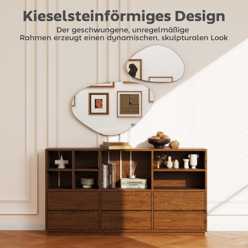 Seinäpeili 2 kpl setti, orgaaninen muoto, metalli/MDF, 70 x 46 cm ja 49,5 x 31 cm, musta