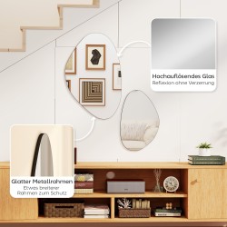 Seinäpeili 2 kpl setti, orgaaninen muoto, metalli/MDF, 70 x 46 cm ja 49,5 x 31 cm, musta