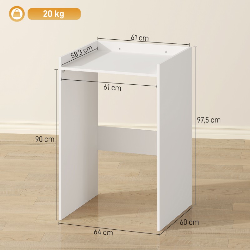 Kylpyhuonekaappi pesukoneelle, MDF, 64 x 60 x 97,5 cm, valkoinen