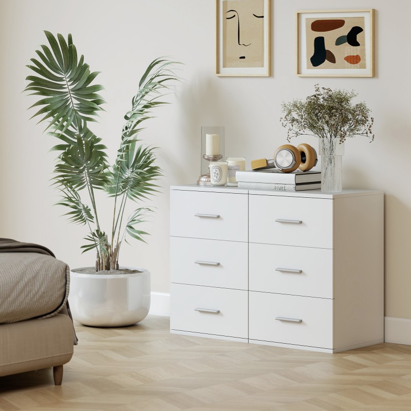 Yöpöytä makuuhuoneeseen 3 laatikkoa MDF 40x35x60 cm valkoinen