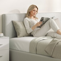 Seinäkiinnitteinen pehmustettu sängynpääty, kangas, 160x10x60 cm, cremevalkoinen