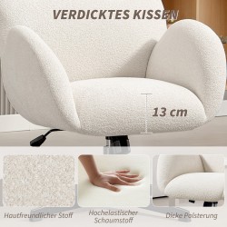 Työtuoli kotitoimistoon, samettipintainen kangas, metallijalka, säädettävä korkeus, cremevalkoinen