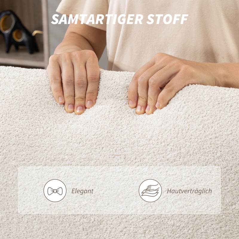 Työtuoli kotitoimistoon, samettipintainen kangas, metallijalka, säädettävä korkeus, cremevalkoinen