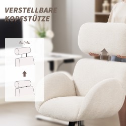 Työtuoli kotitoimistoon, samettipintainen kangas, metallijalka, säädettävä korkeus, cremevalkoinen