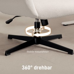 Työtuoli kotitoimistoon, samettipintainen kangas, metallijalka, säädettävä korkeus, cremevalkoinen