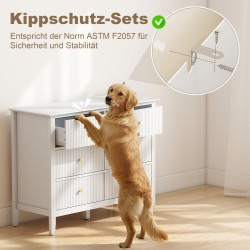 Lipasto 6 laatikolla, MDF/lastulevy, 100 x 40 x 78 cm, valkoinen