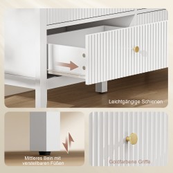 Lipasto 6 laatikolla, MDF/lastulevy, 100 x 40 x 78 cm, valkoinen