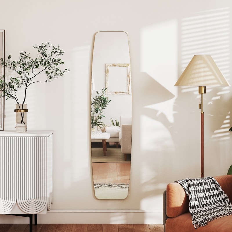 Seinäpeili kokovartalopeili metallikehyksellä 160 x 40 cm kultasävy