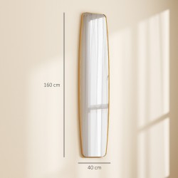 Seinäpeili kokovartalopeili metallikehyksellä 160 x 40 cm kultasävy