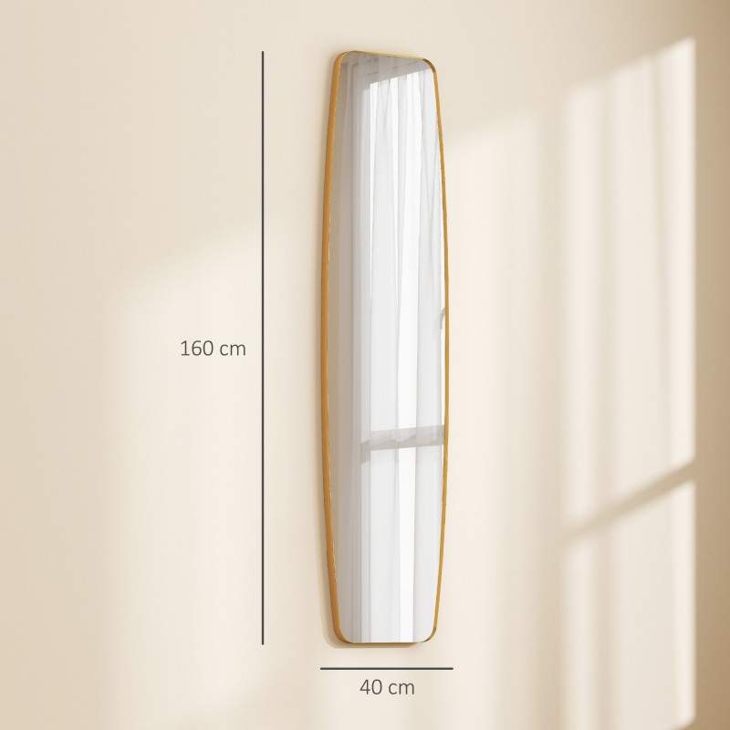 Seinäpeili kokovartalopeili metallikehyksellä 160 x 40 cm kultasävy