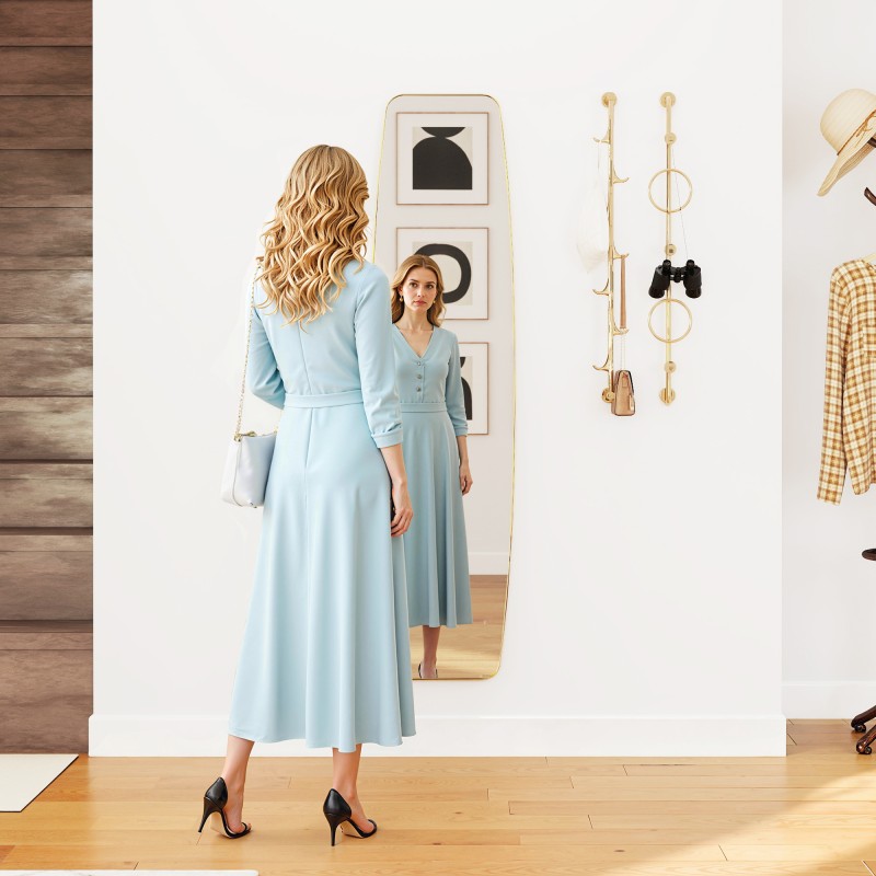 Seinäpeili kokovartalopeili metallikehyksellä 160 x 40 cm kultasävy