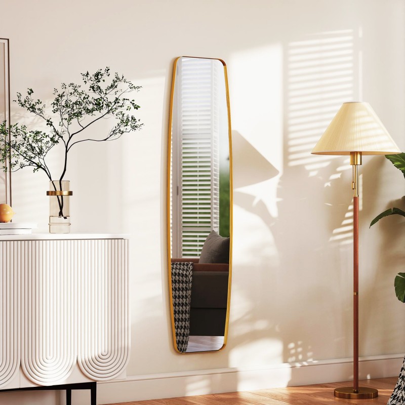 Seinäpeili kokovartalopeili metallikehyksellä 160 x 40 cm kultasävy