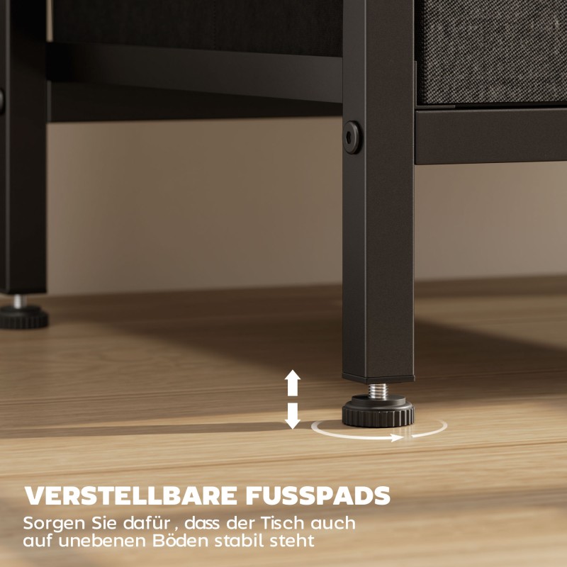 Sivupöytä / yöpöytä latausasemalla, teräsrunko, USB- ja USB-C-liitännät, 40 x 30 x 60 cm, musta