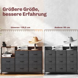 Lipasto 8 kangaslaatikolla ja latauspisteellä, teräsrunko, 130,5 x 30 x 88 cm, rustiikin ruskea/musta