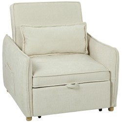 3 in 1 lepotuoli vuodesohva olohuoneeseen chenille 67x181 cm creme