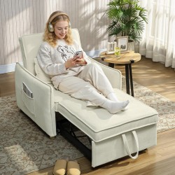 3-in-1 lepotuoli vuodesohva olohuoneeseen, chenille, 67x181 cm, creme