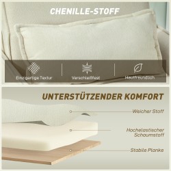 3-in-1 lepotuoli vuodesohva olohuoneeseen, chenille, 67x181 cm, creme